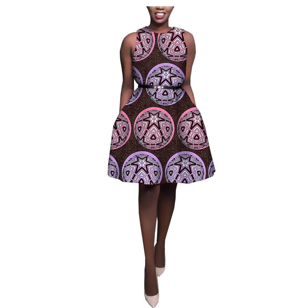 African Ethnic Print Batik Cotton Dress - melvincucci
