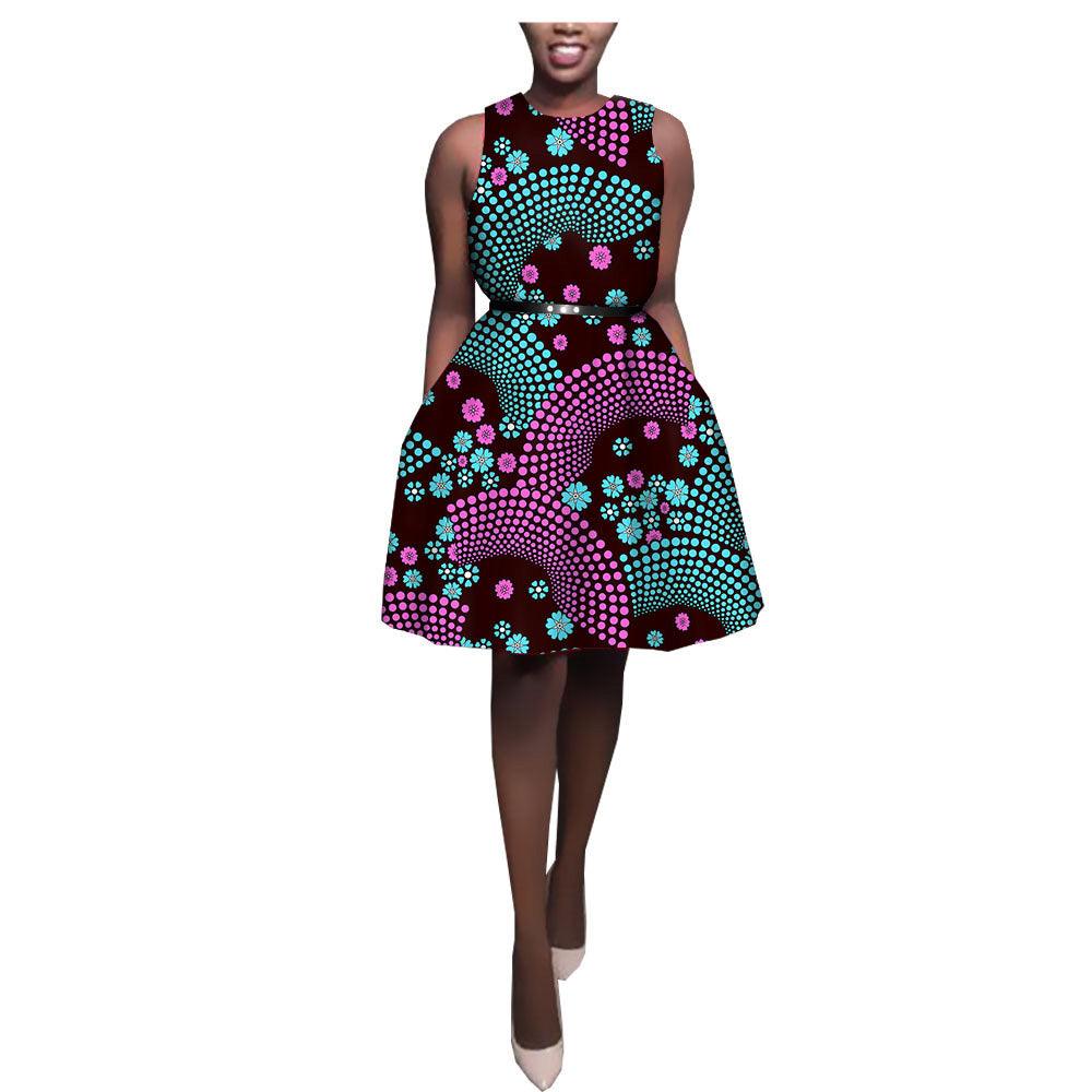 African Ethnic Print Batik Cotton Dress - melvincucci
