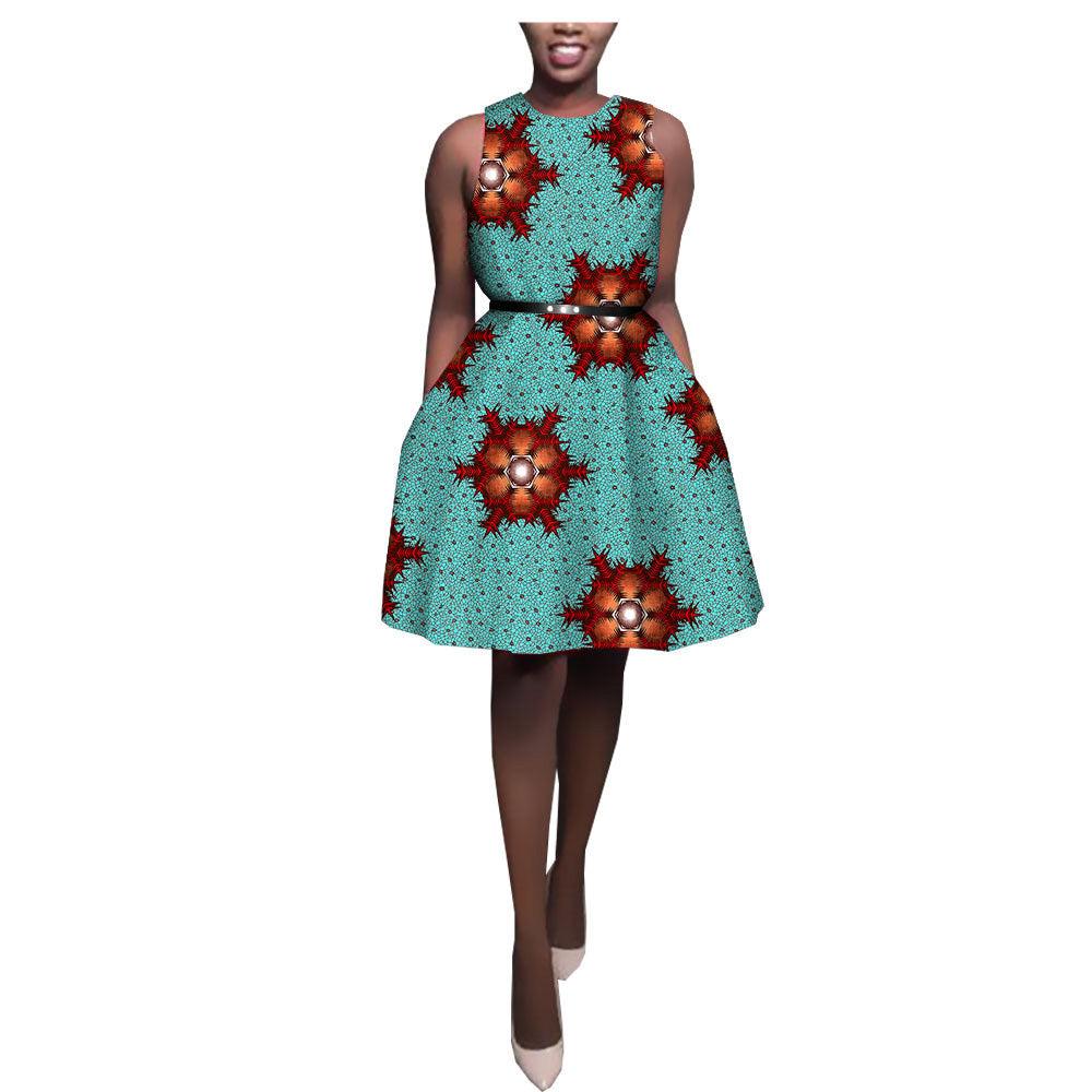 African Ethnic Print Batik Cotton Dress - melvincucci