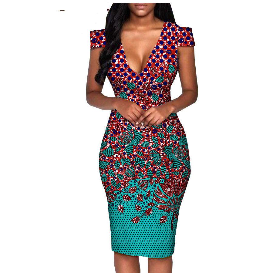 African ethnic printing batik cotton plus size fashion dress - melvincucci