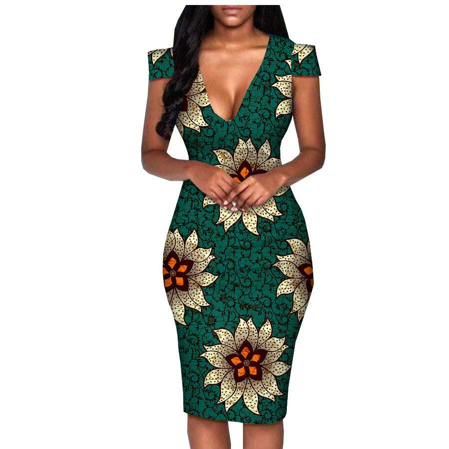 African ethnic printing batik cotton plus size fashion dress - melvincucci