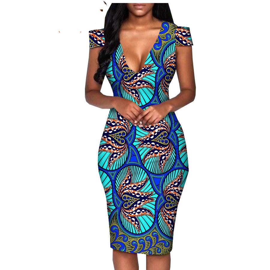 African ethnic printing batik cotton plus size fashion dress - melvincucci