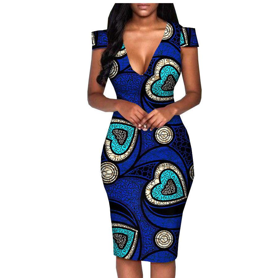 African ethnic printing batik cotton plus size fashion dress - melvincucci