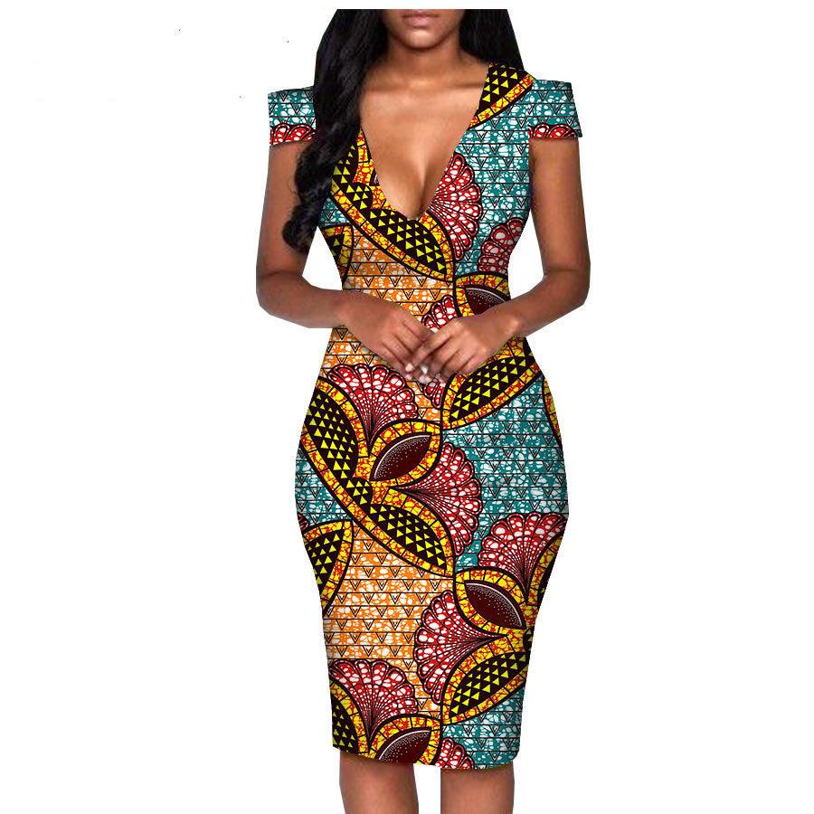 African ethnic printing batik cotton plus size fashion dress - melvincucci