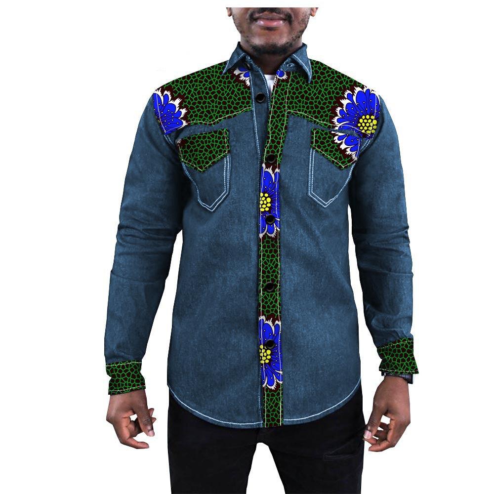 African Ethnic Printing Export Batik Denim Jacket For Men - melvincucci