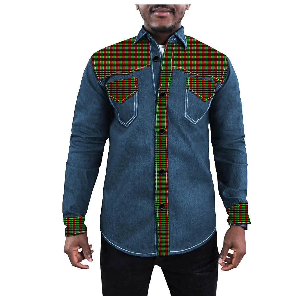 African Ethnic Printing Export Batik Denim Jacket For Men - melvincucci