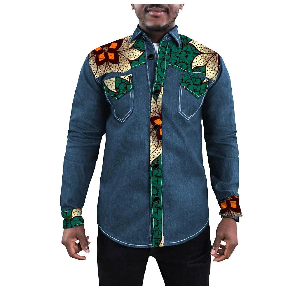 African Ethnic Printing Export Batik Denim Jacket For Men - melvincucci