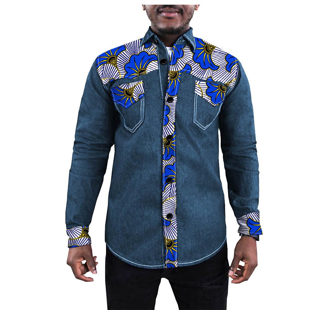 African Ethnic Printing Export Batik Denim Jacket For Men - melvincucci