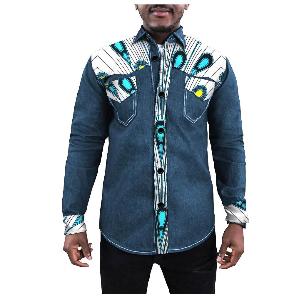 African Ethnic Printing Export Batik Denim Jacket For Men - melvincucci