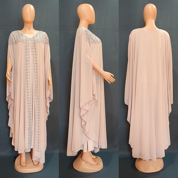 African European And American Dress Robe Pearl Chiffon - melvincucci