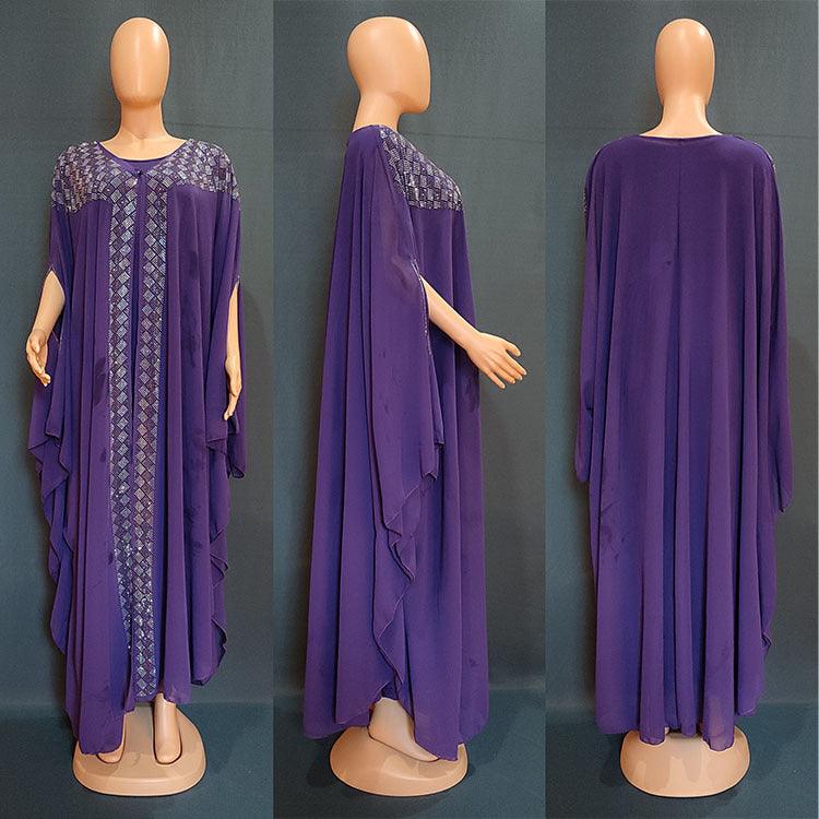 African European And American Dress Robe Pearl Chiffon - melvincucci