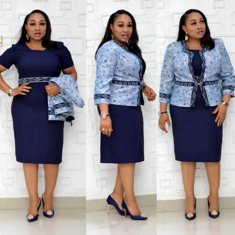 African Fashion Lady Set Jacket And Dress Fat Woman Big Skirt 4Xl - melvincucci