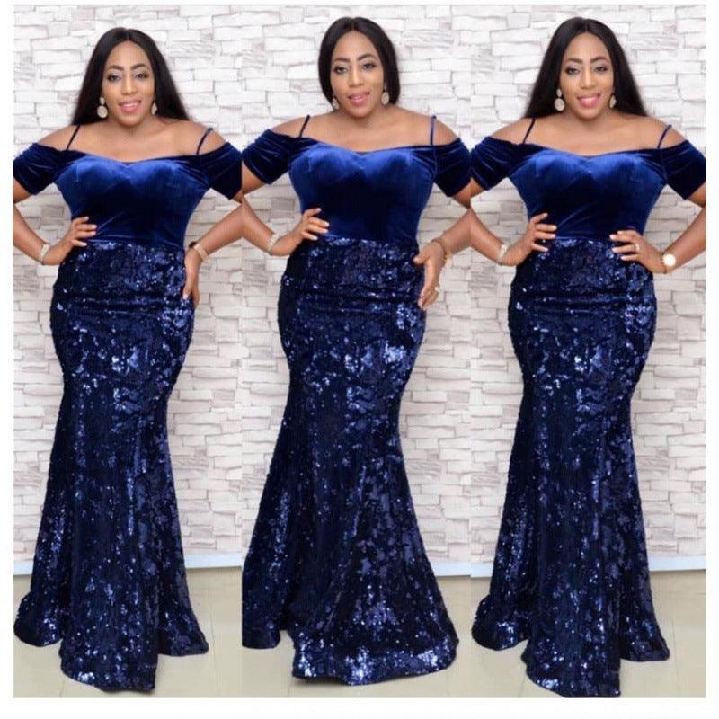 African Fashion Party Dress Sequined Sexy Evening Dresses - melvincucci
