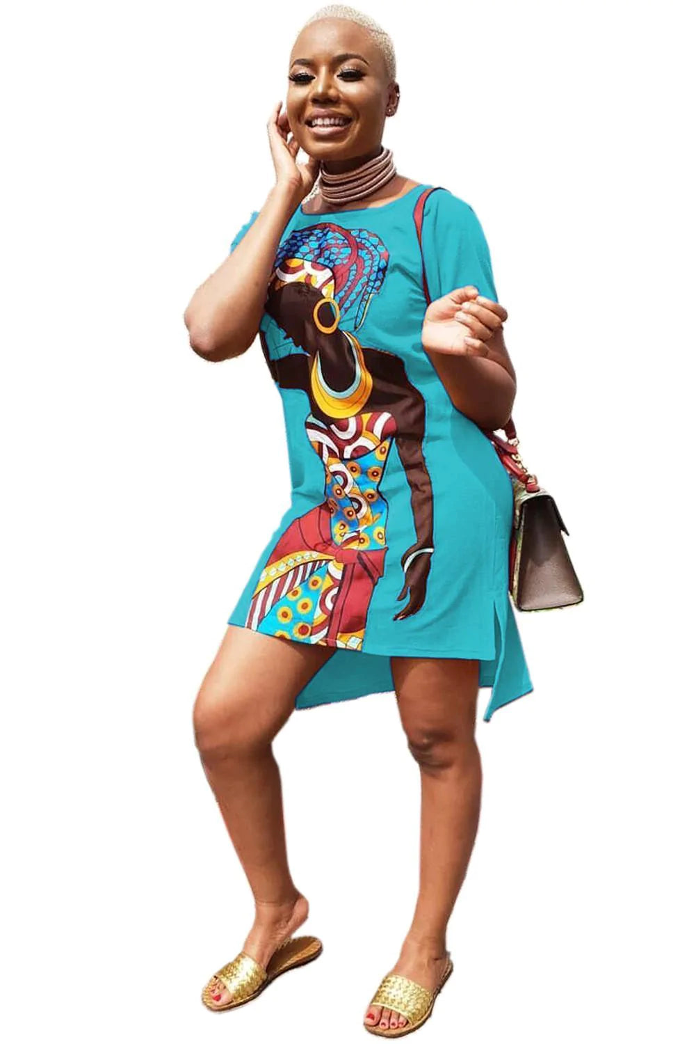 African Girl Print Casual Dress - melvincucci