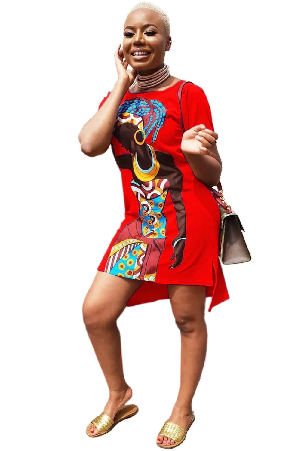 African Girl Print Casual Dress - melvincucci