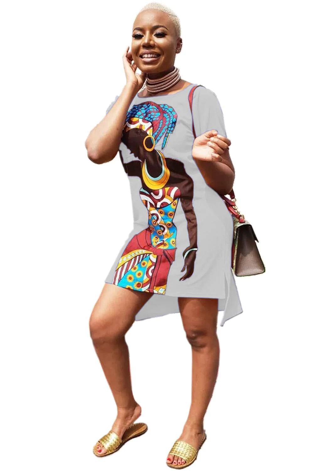 African Girl Print Casual Dress - melvincucci