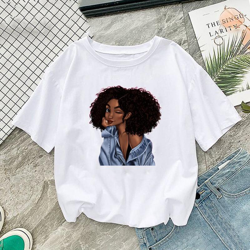 African girl printed short sleeve women - melvincucci