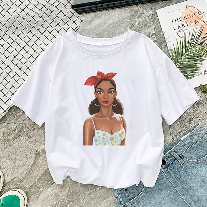 African girl printed short sleeve women - melvincucci