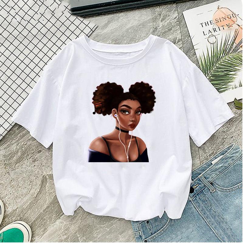African girl printed short sleeve women - melvincucci