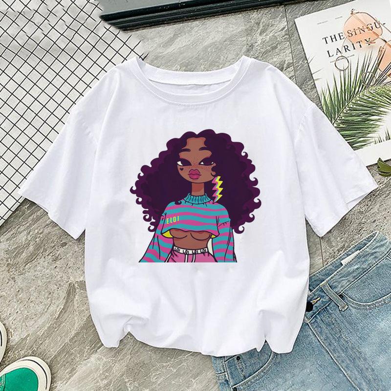 African girl printed short sleeve women - melvincucci