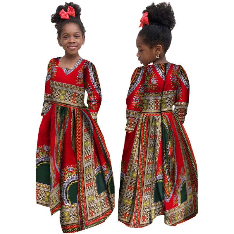 African Girl's Dress Cotton Long-sleeved Daxiji Dress - melvincucci