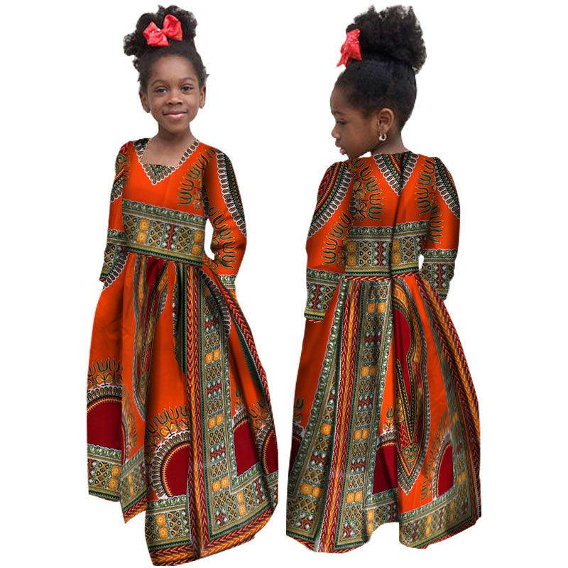 African Girl's Dress Cotton Long-sleeved Daxiji Dress - melvincucci