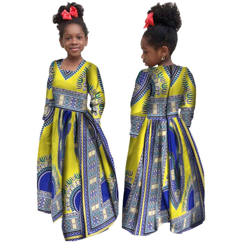 African Girl's Dress Cotton Long-sleeved Daxiji Dress - melvincucci