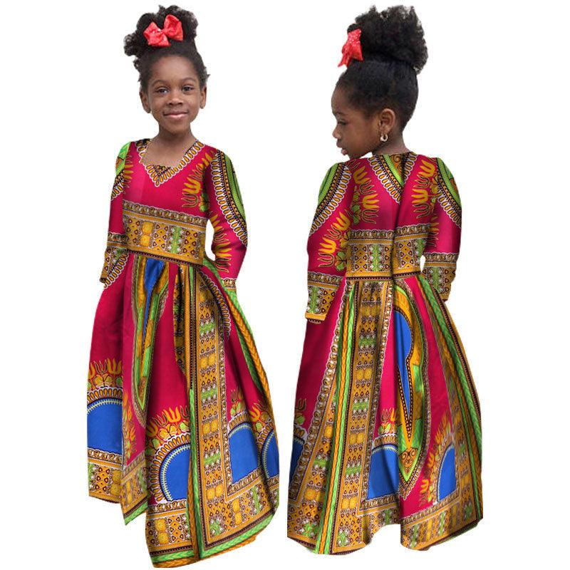 African Girl's Dress Cotton Long-sleeved Daxiji Dress - melvincucci