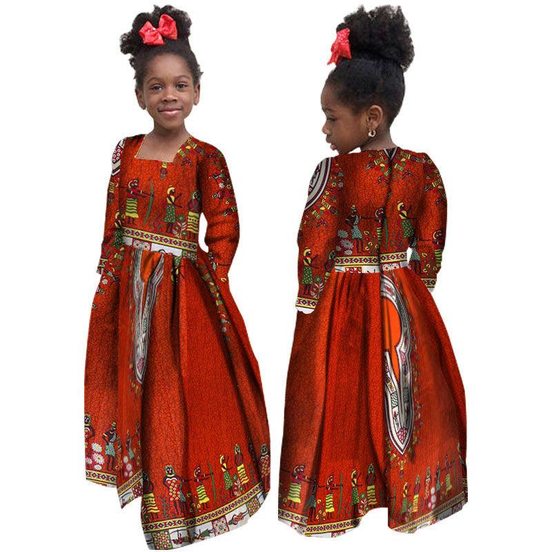 African Girl's Dress Cotton Long-sleeved Daxiji Dress - melvincucci