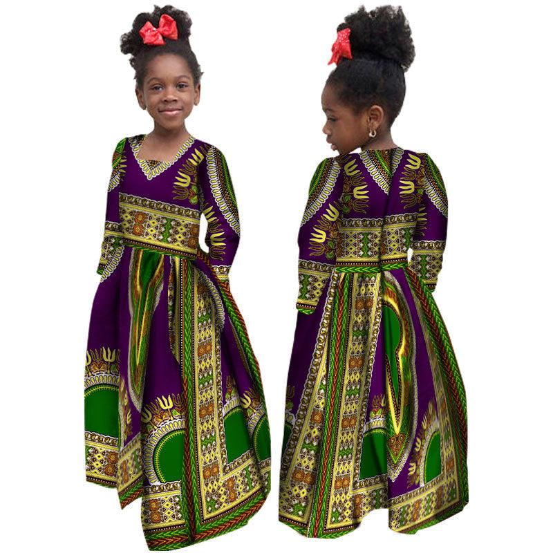 African Girl's Dress Cotton Long-sleeved Daxiji Dress - melvincucci