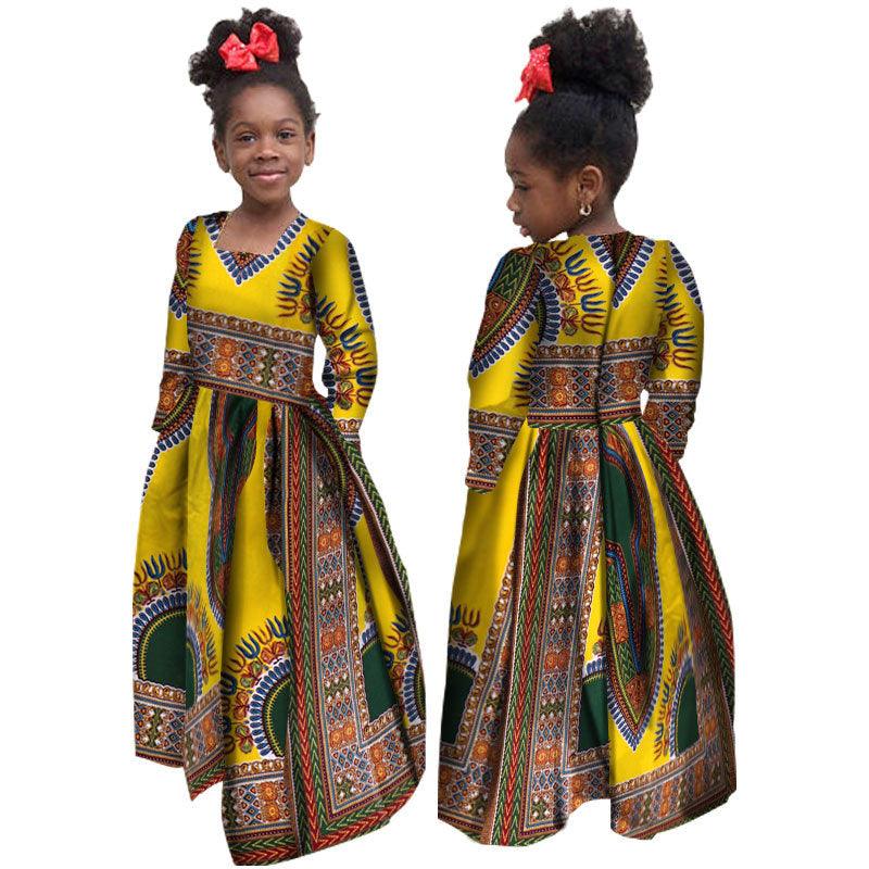 African Girl's Dress Cotton Long-sleeved Daxiji Dress - melvincucci