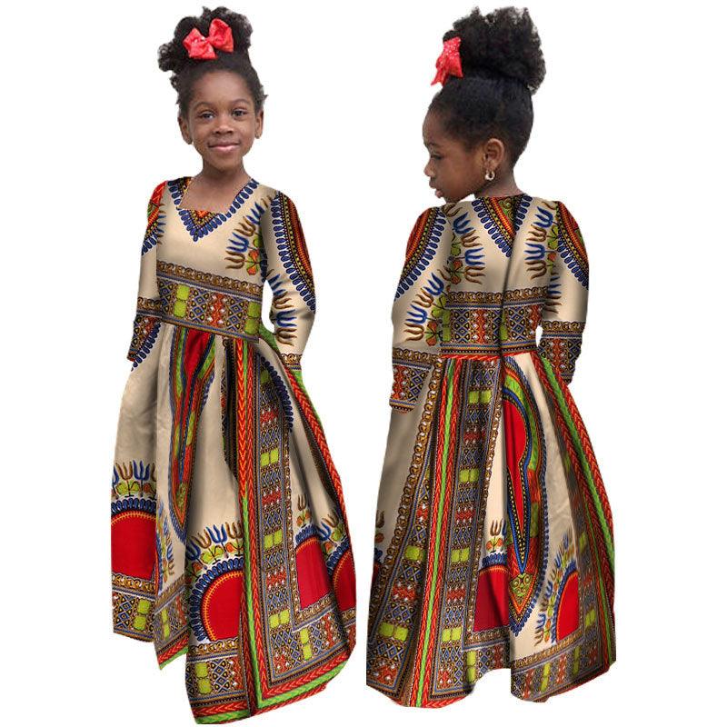 African Girl's Dress Cotton Long-sleeved Daxiji Dress - melvincucci