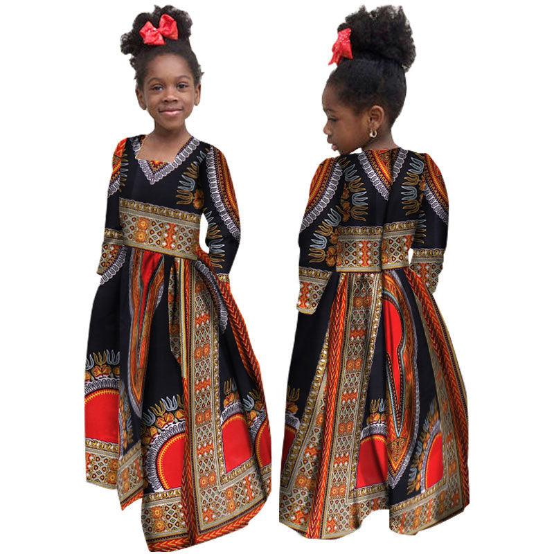 African Girl's Dress Cotton Long-sleeved Daxiji Dress - melvincucci