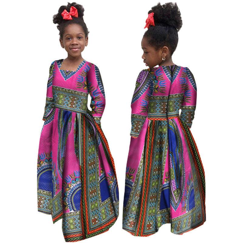 African Girl's Dress Cotton Long-sleeved Daxiji Dress - melvincucci