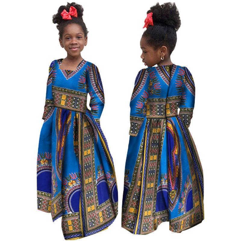 African Girl's Dress Cotton Long-sleeved Daxiji Dress - melvincucci