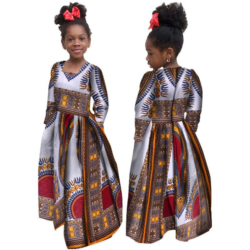African Girl's Dress Cotton Long-sleeved Daxiji Dress - melvincucci