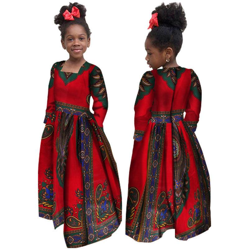 African Girl's Dress Cotton Long-sleeved Daxiji Dress - melvincucci