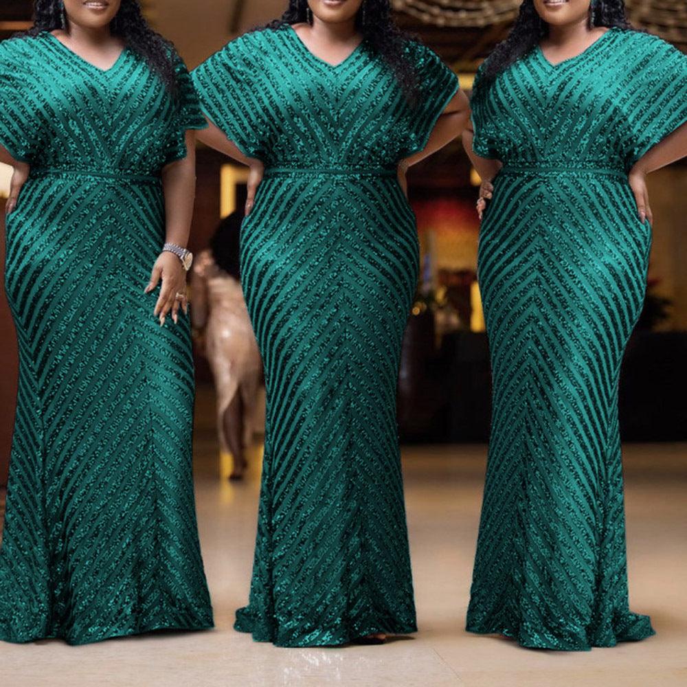 African Hot Style Commuter Twill Sequin Dress - melvincucci