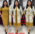 African Ladies Plus Size Long Jacket Printed Lace Dress Suit - melvincucci