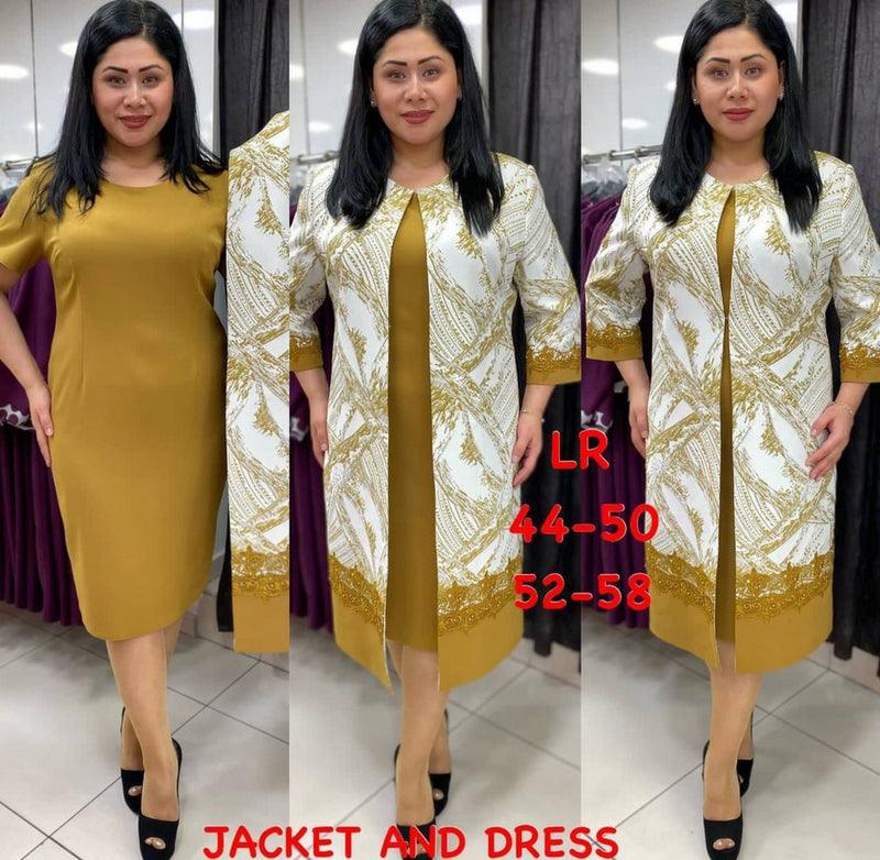 African Ladies Plus Size Long Jacket Printed Lace Dress Suit - melvincucci