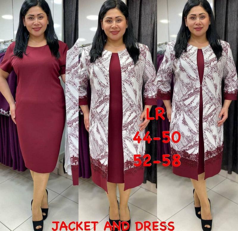 African Ladies Plus Size Long Jacket Printed Lace Dress Suit - melvincucci