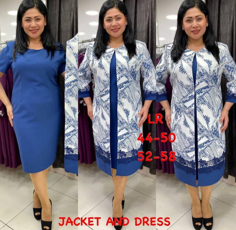 African Ladies Plus Size Long Jacket Printed Lace Dress Suit - melvincucci