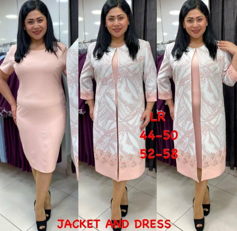 African Ladies Plus Size Long Jacket Printed Lace Dress Suit - melvincucci
