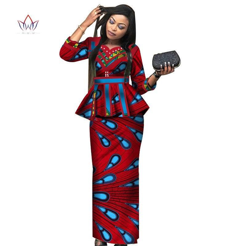 African Lady Suit African Dashiki Skirt Suit African Traditional Dress Ladies Plus Size Printed Skirt - melvincucci