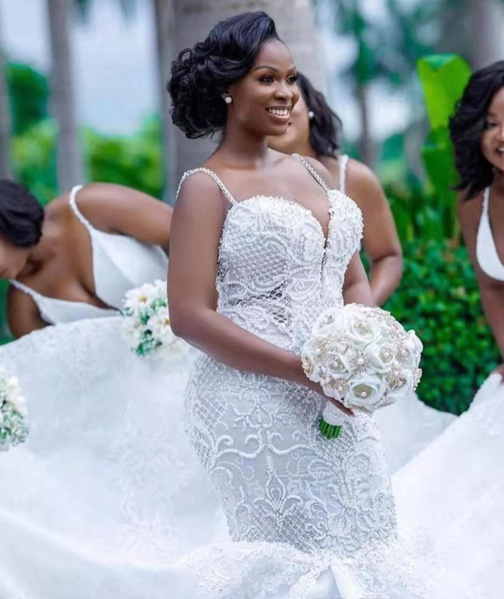 African mermaid cutout lace wedding dress - melvincucci