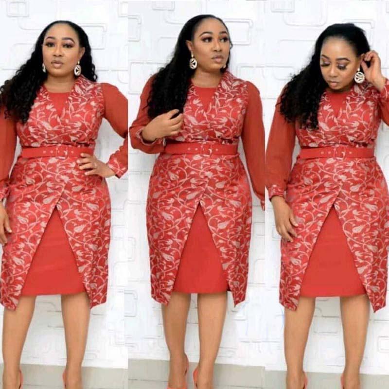 African plus size clothing new chiffon stitching jacket dress two-piece suit - melvincucci
