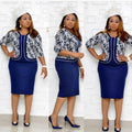 African Plus Size Print Stitching Fake Two-piece Dress - melvincucci