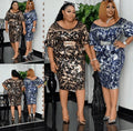African Plus Size Printed Net Yarn Stitching Bead Dress Suit - melvincucci