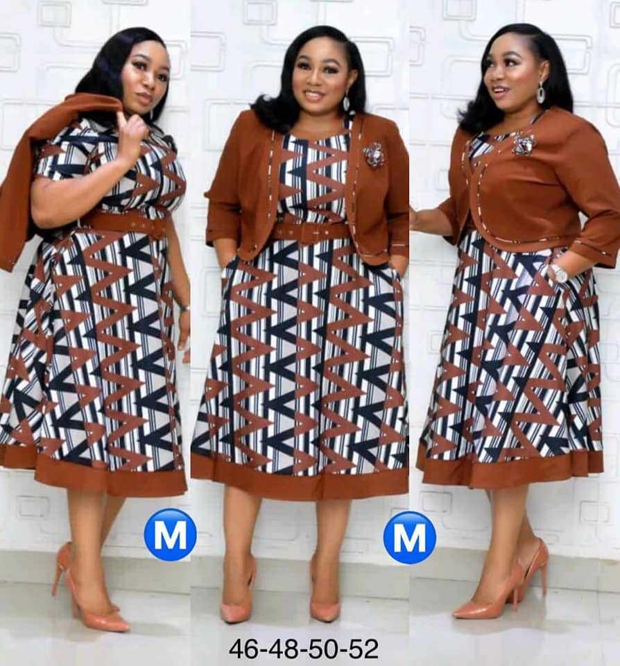 African Plus Size Women'S New Printed Jacket And Two-Piece Dress - melvincucci