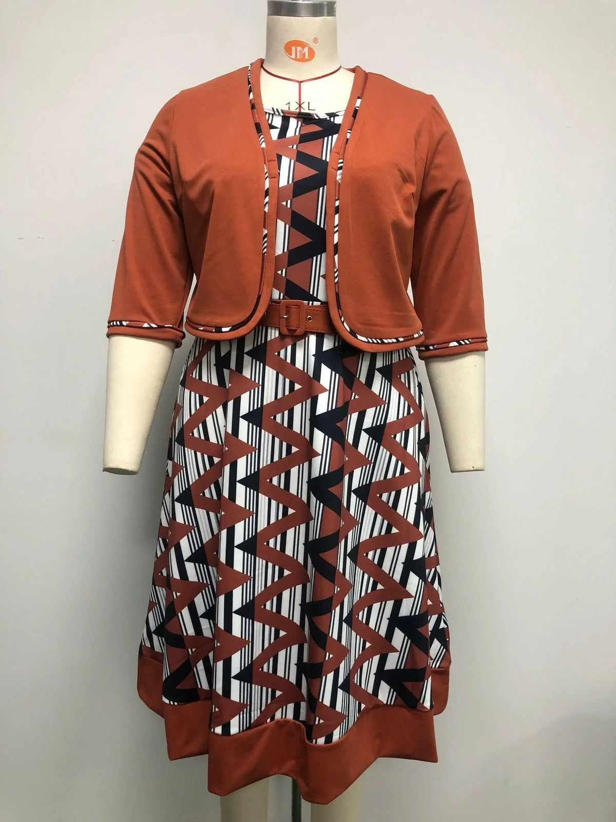 African Plus Size Women'S New Printed Jacket And Two-Piece Dress - melvincucci